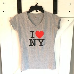 Women’s Gray I Love NY Stretchy Short Sleeve Graphic  T-shirt